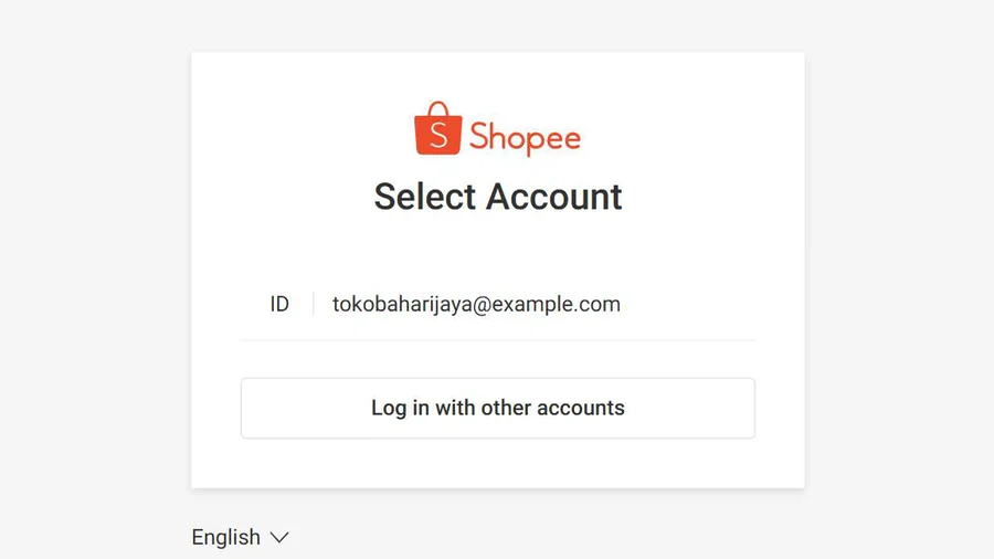 Shopee: layar Select Account, akun yang sudah login di browser ini.