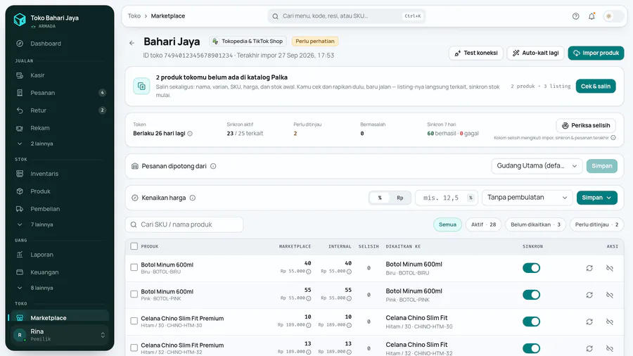 Marketplace · kaitkan produk